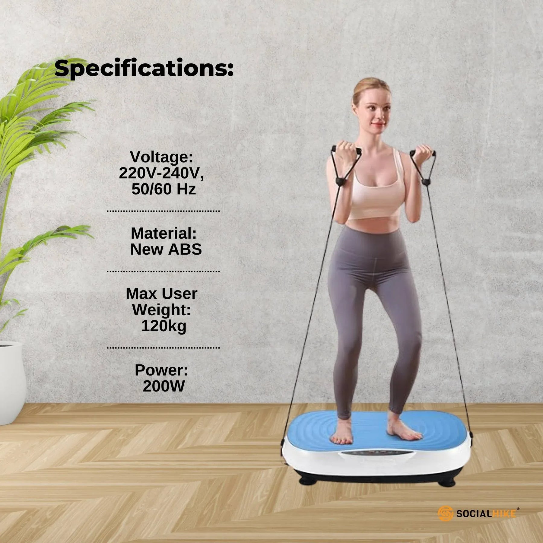 Social Hike KW566 55cm Vibration Plate Machine - Blue