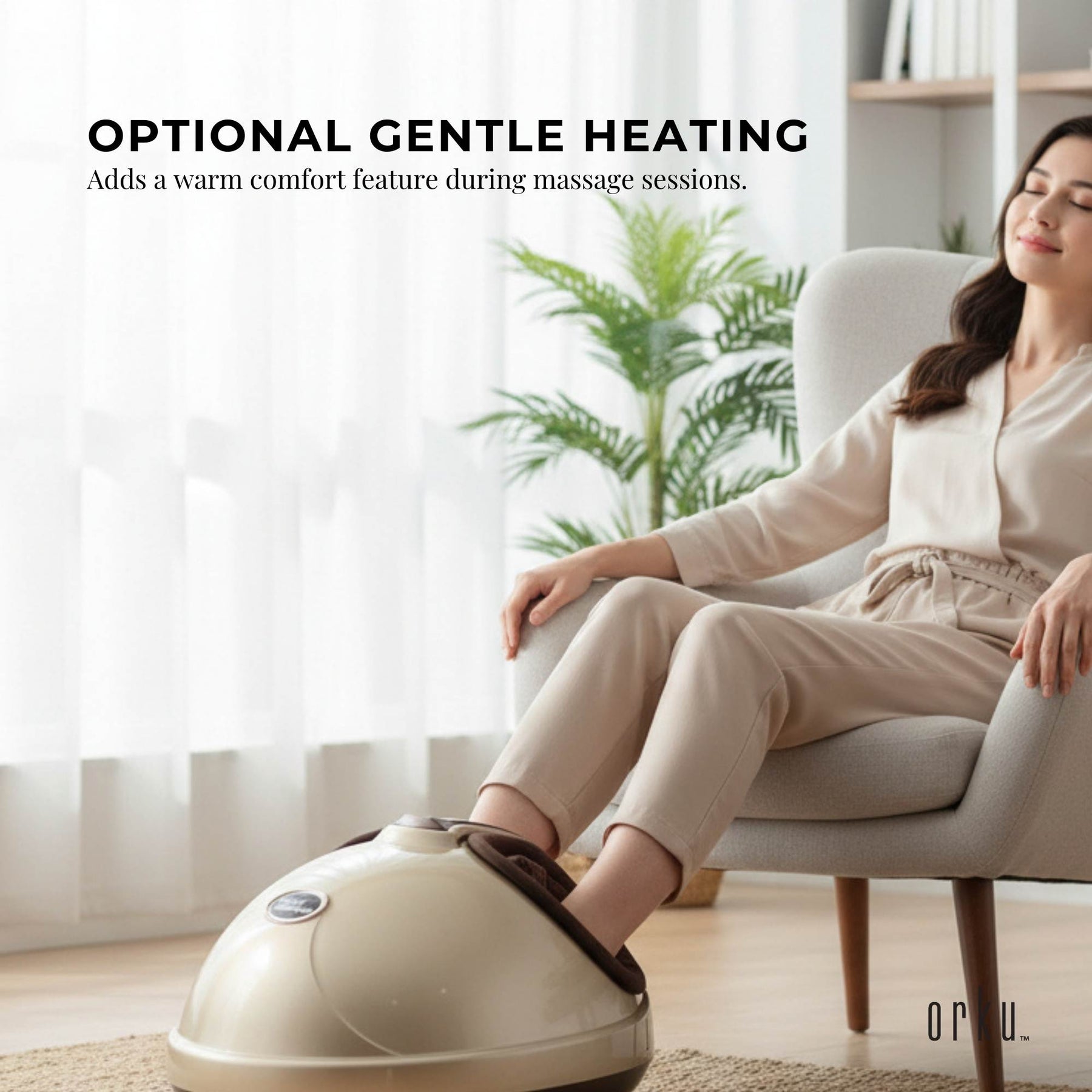 Orku 3D Shiatsu Foot Massager Machine with Heat Kneading Air Compression Champagne Gold - SuperSaverAU - view 5