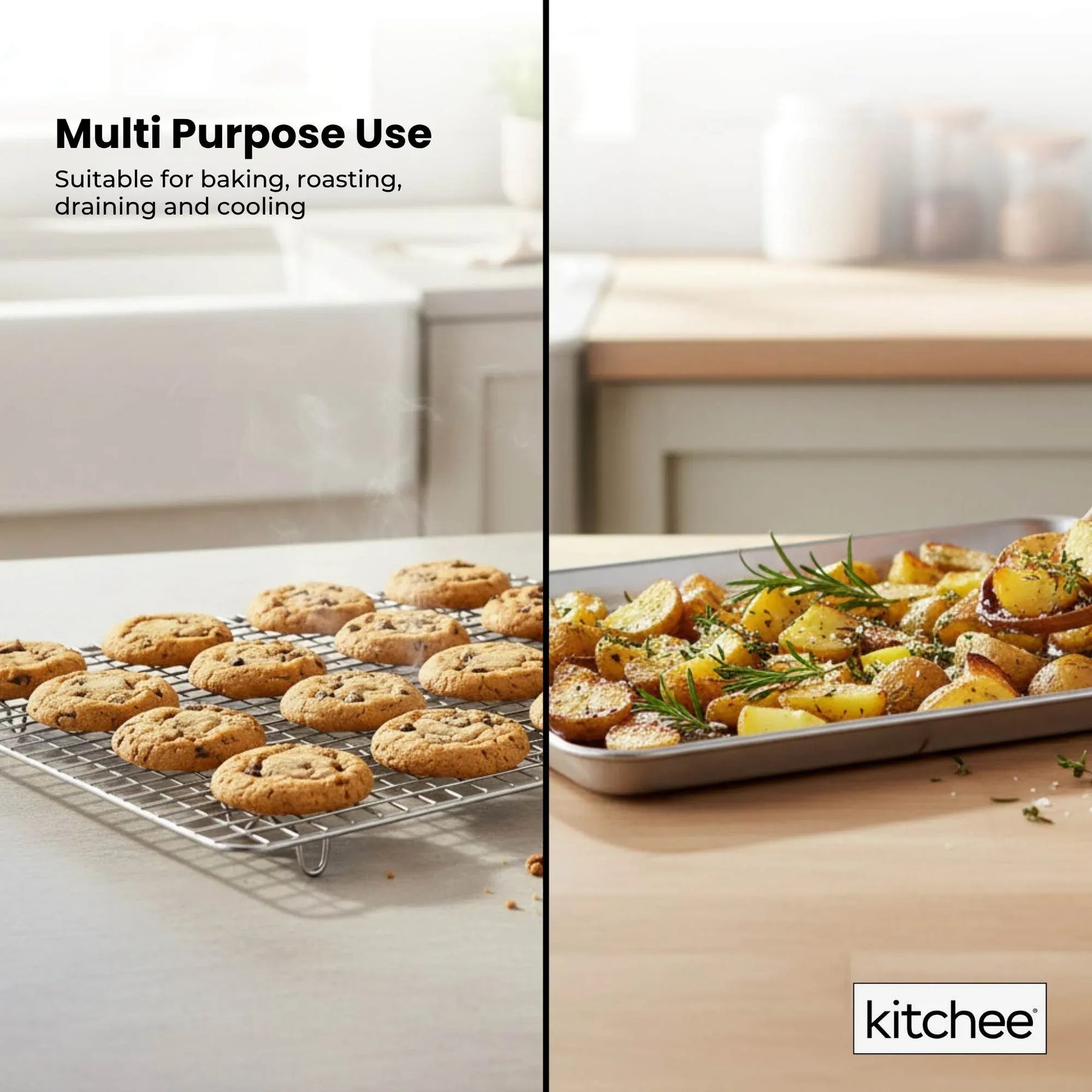 Kitchee 40.5x30.5cm Oven Baking Tray + Cooling Rack 4 Piece Stainless Steel Set - SuperSaverAU - view 5