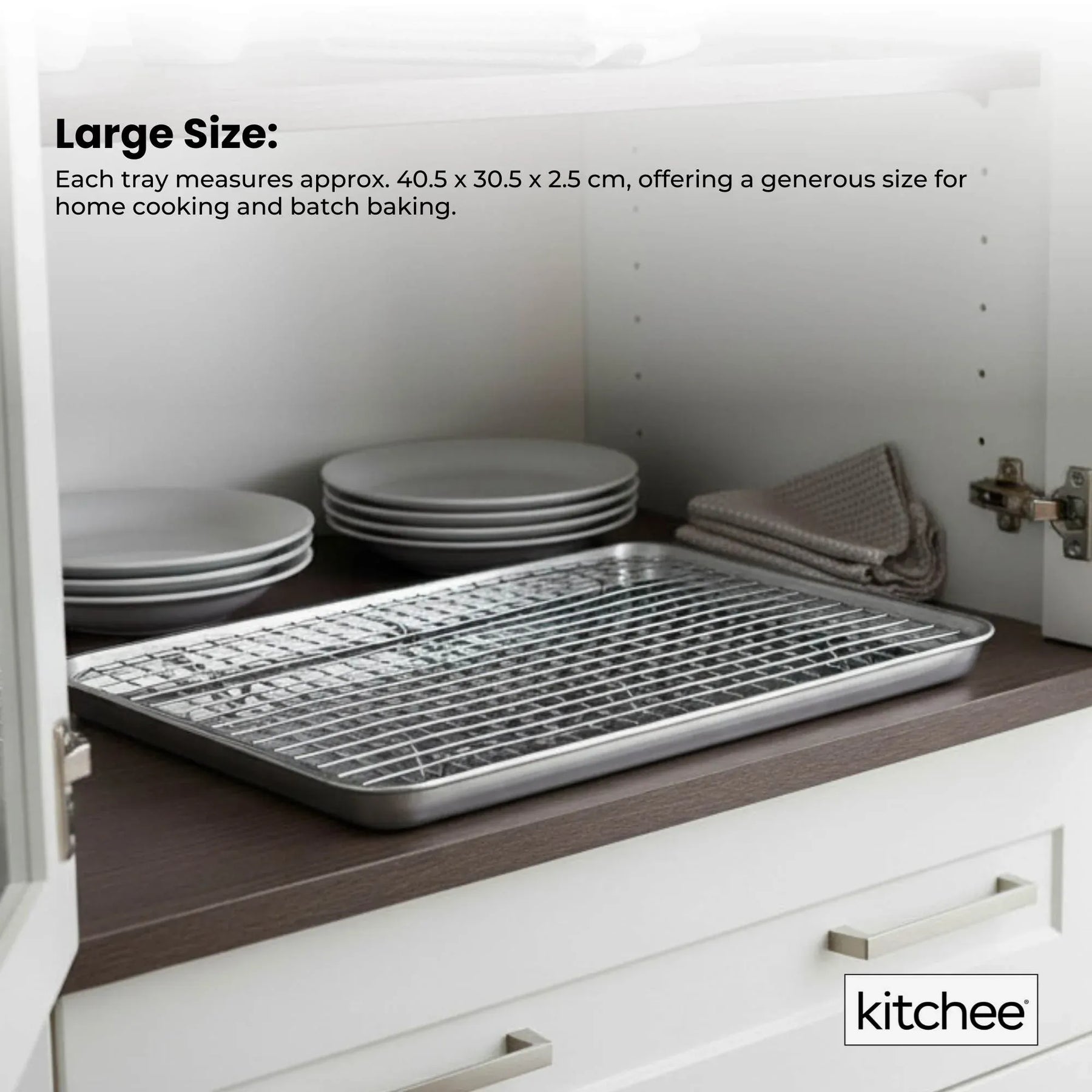 Kitchee 40.5x30.5cm Oven Baking Tray + Cooling Rack 4 Piece Stainless Steel Set - SuperSaverAU - view 6