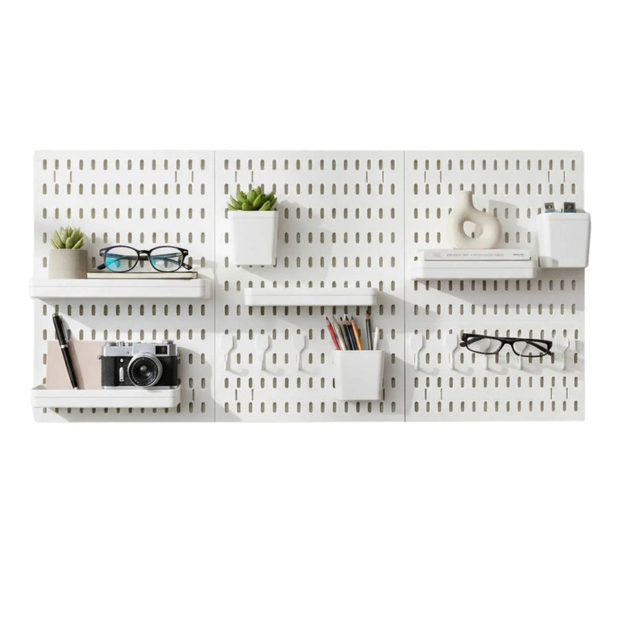 Kitchee Pegboard Wall Organiser Storage Kit 18 Hook and Basket Accessories White - SuperSaverAU - view 1