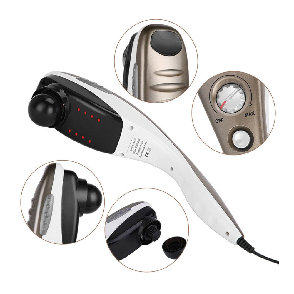 Champagne Handheld Full Body Massager with 6 Adjustable Heads and Vibration Speed Control - SuperSaverAU - view 4