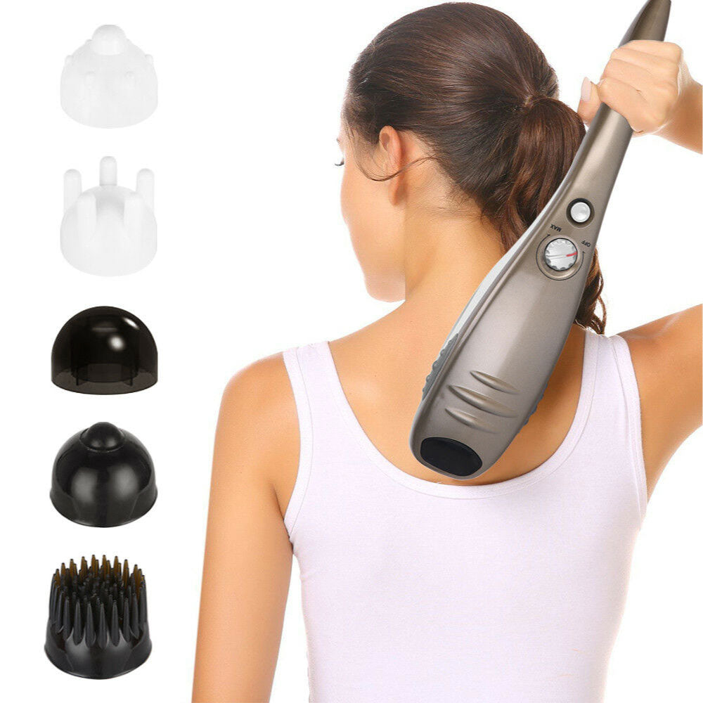 Champagne Handheld Full Body Massager with 6 Adjustable Heads and Vibration Speed Control - SuperSaverAU - view 5