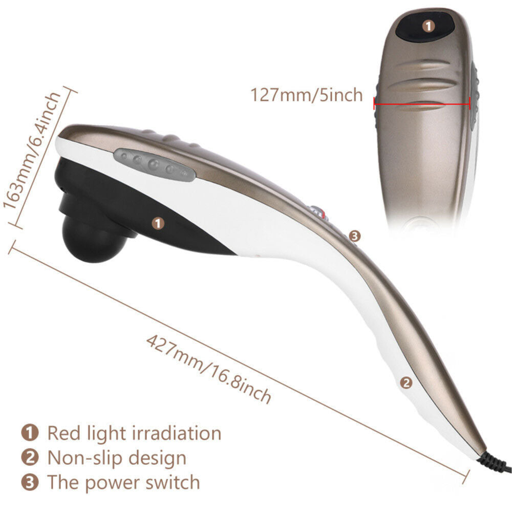 Champagne Handheld Full Body Massager with 6 Adjustable Heads and Vibration Speed Control - SuperSaverAU - view 6