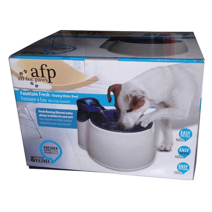 All for Paws 2L Fountain Fresh Water Fountain for Dogs & Cats - Easy Clean, Low Energy