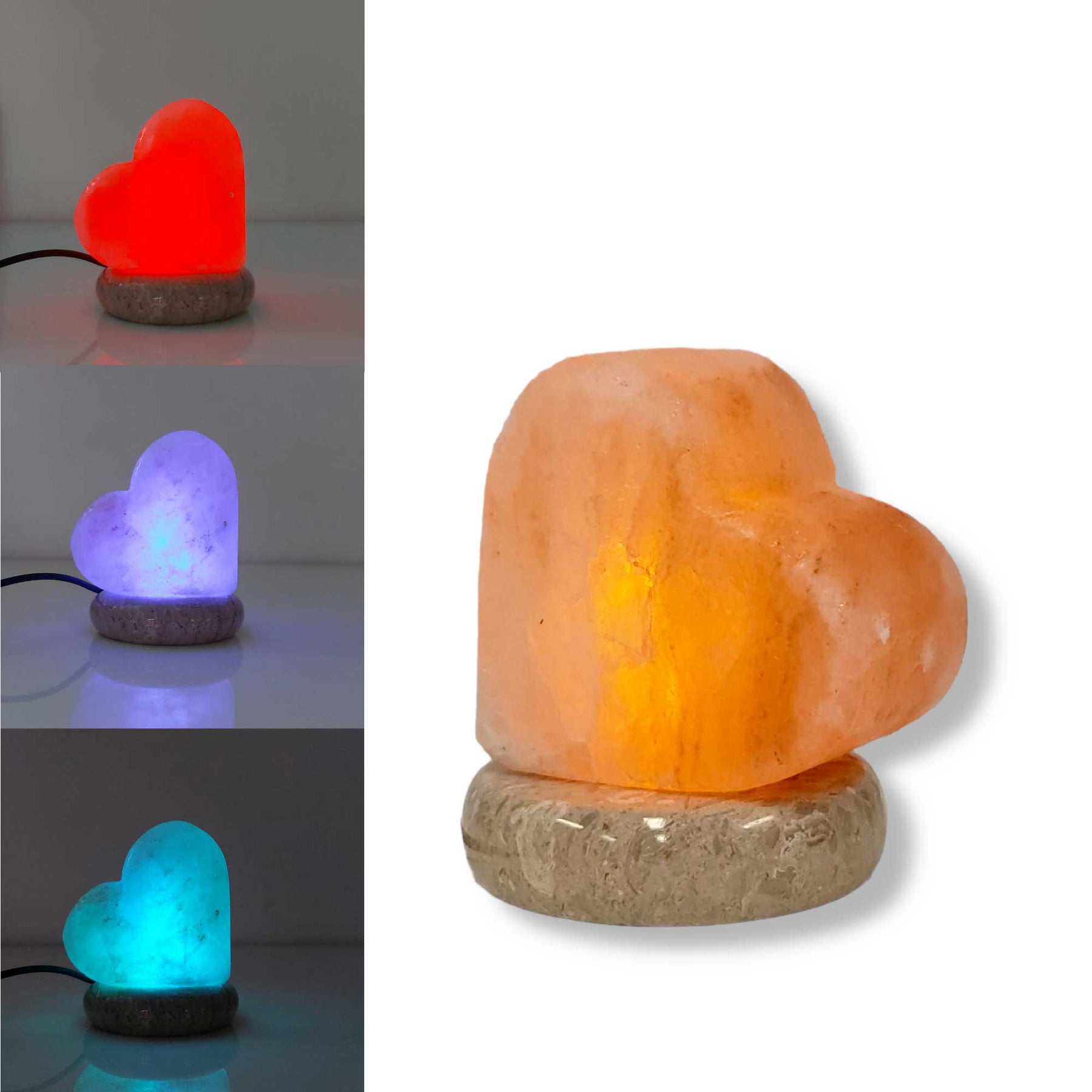 Premium Himalayan Pink Salt Lamp with Colour Changing LED - Heart USB