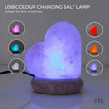 Premium Himalayan Pink Salt Lamp with Colour Changing LED - Heart USB