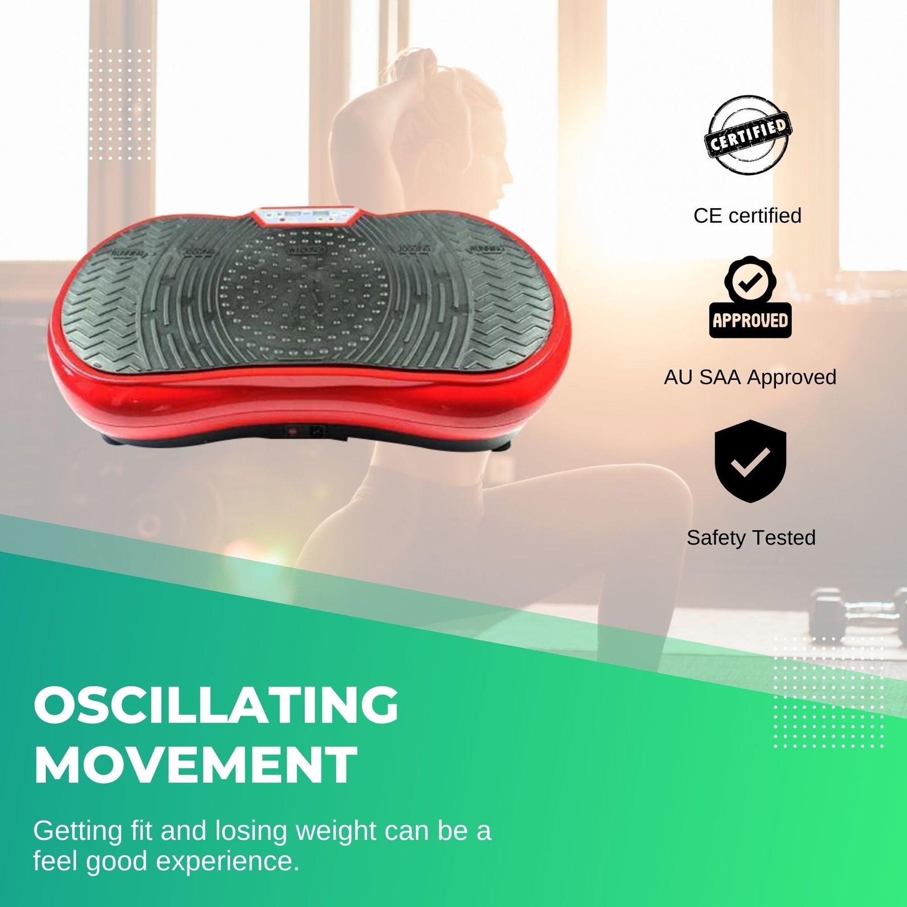 Social Hike Red Vibration Machine Platform - Exercise Plate Whole Body Workout - SuperSaverAU - view 7