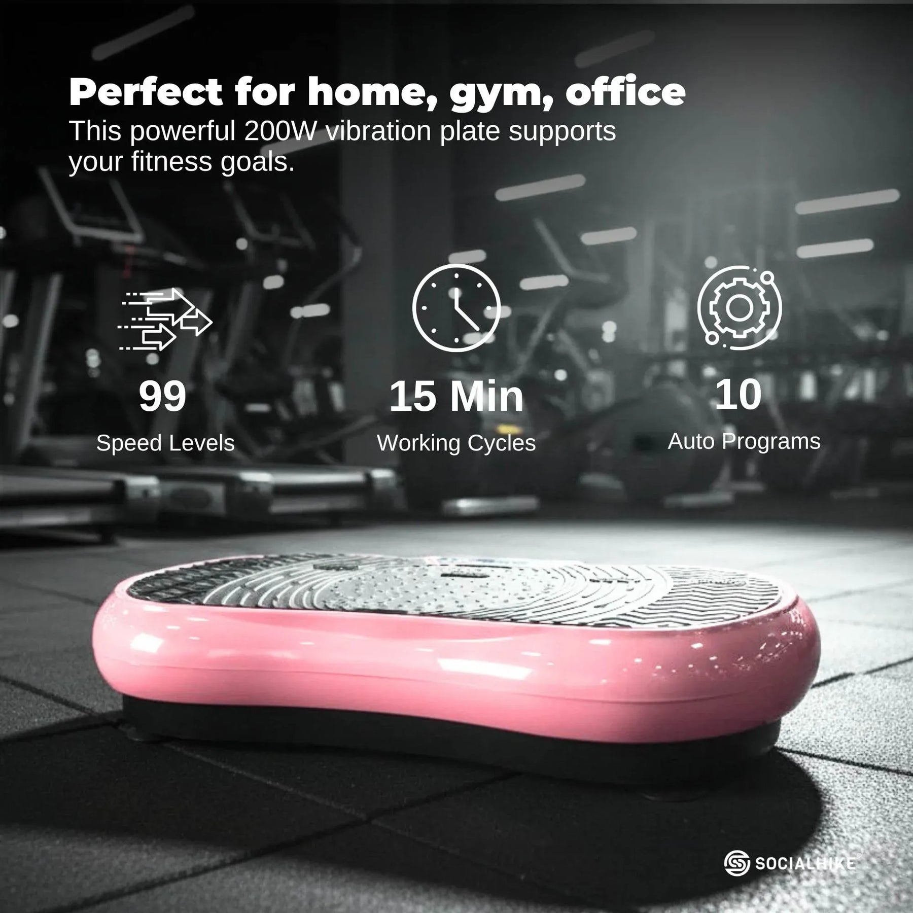 Social Hike Pink Vibration Machine Platform - Exercise Plate - Whole Body Workout