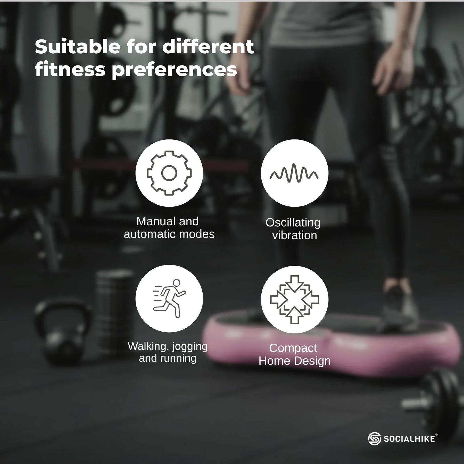 Social Hike Pink Vibration Machine Platform - Exercise Plate - Whole Body Workout