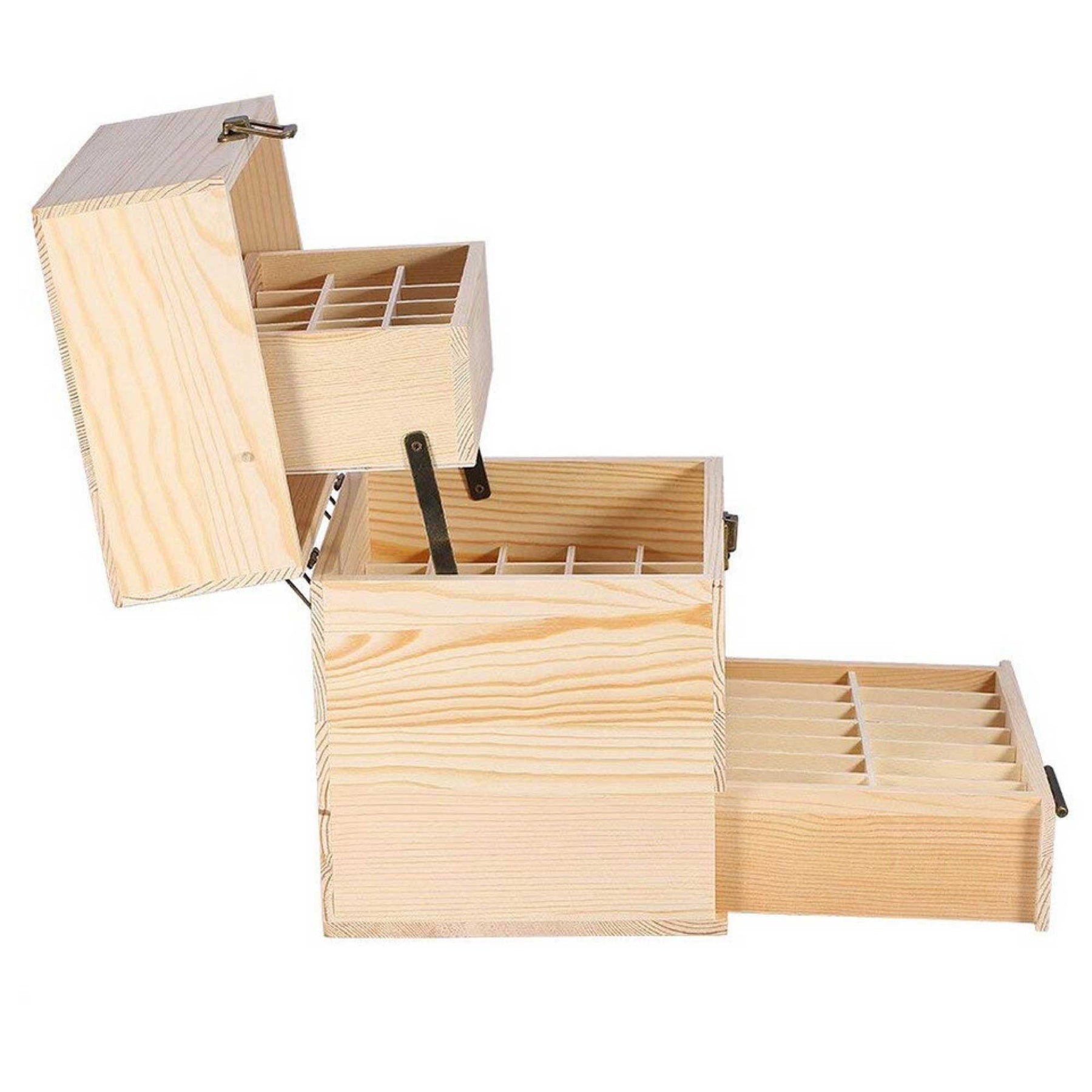 Essential Oils Wooden Storage Box - 59 Slots, 3-Tier, Pine Wood, Natural - SuperSaverAU - view 10