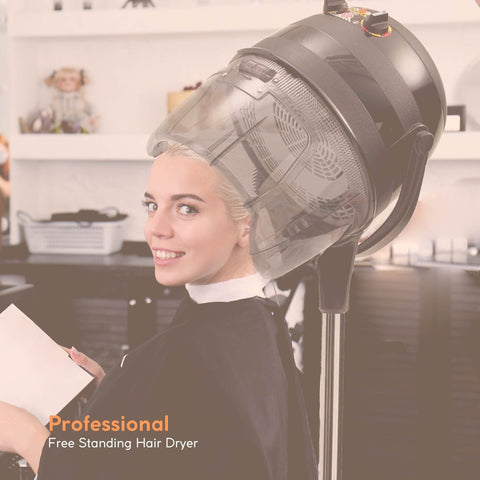 Ellie & Ruby Adjustable Free Standing Salon Hair Dryer Hood 1000W with Timer and Thermostat - SuperSaverAU - view 2