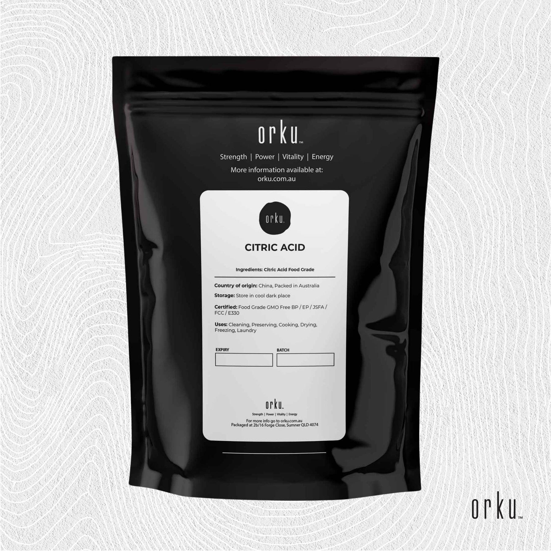 2Kg Food Grade Anhydrous Citric Acid Powder GMO Free Resealable Bag