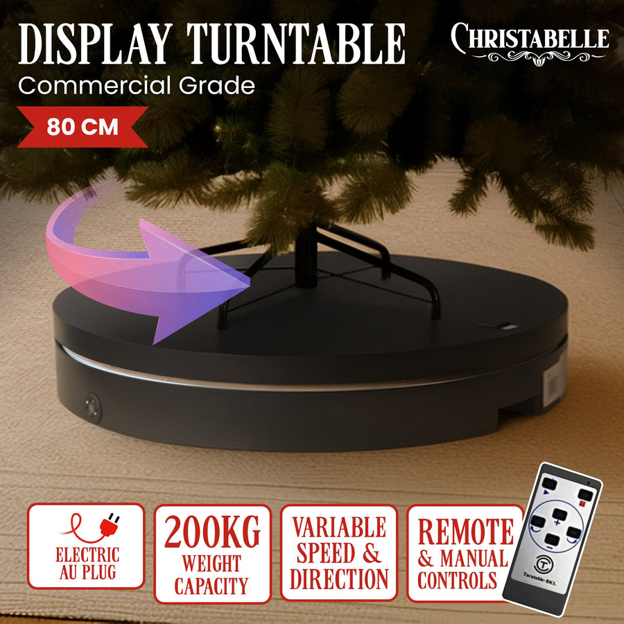 Christabelle 80cm 200kg Commercial Electric Display Turntable Power Outlet Black - SuperSaverAU - view 1