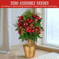 Christabelle 36cm Christmas Tabletop Topiary Tree Pre-Decorated Berries, Baubles & Pine Cones Gold Pot Twisted Stem Festive Decoration - SuperSaverAU - view 3
