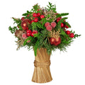 Christabelle 33cm Christmas Bouquet Pre-Decorated Holiday Floral Arrangement with Berries, Baubles & Pine Cones Festive Tabletop Centrepiece Decoration - SuperSaverAU - view 1