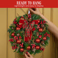 Christabelle Stunning 71cm Christmas Wreath Lush Red Baubles Berries Pine Cones and Bow Front Door Decoration - SuperSaverAU - view 3
