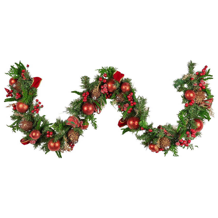 Christabelle 1.85m Christmas Garland with Red Berries Pine Cones Baubles Bows Tree Decoration Ornament - SuperSaverAU - view 1