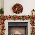 Christabelle 1m Christmas Garland with Red Berries & Pine Cones Baubles Berries Tree Decoration Ornament Red Green - SuperSaverAU - view 4