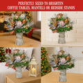 Christabelle 33cm Christmas Bouquet Pre Decorated Holiday Floral Arrangement w/Jewelled Baubles, Berries, Flowers & Pine - SuperSaverAU - view 2