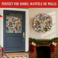 Christabelle 56cm Christmas Wreath Lush Pink Front Door Decoration Jewelled Baubles Flowers Pine Cones Ribbons Ornaments - SuperSaverAU - view 1