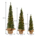 Christabelle Set of 3 Pre-Lit Christmas Trees Green Pine w/LED Lights, Hessian Base & Individual Plugs Varying Heights - SuperSaverAU - view 3