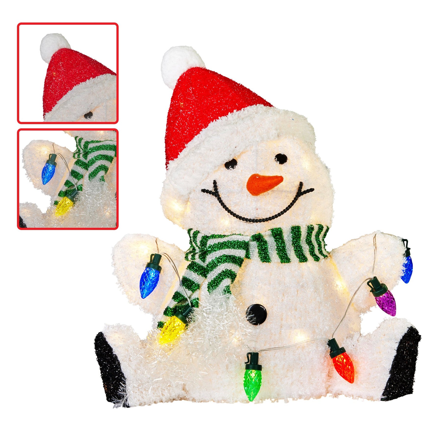 Christabelle Sitting Christmas Snowman Display With Lights - 40cm - SuperSaverAU - view 2