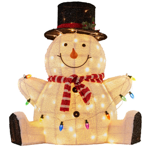 Christabelle 82cm Sitting Snowman Christmas Display with Lights - SuperSaverAU - view 1