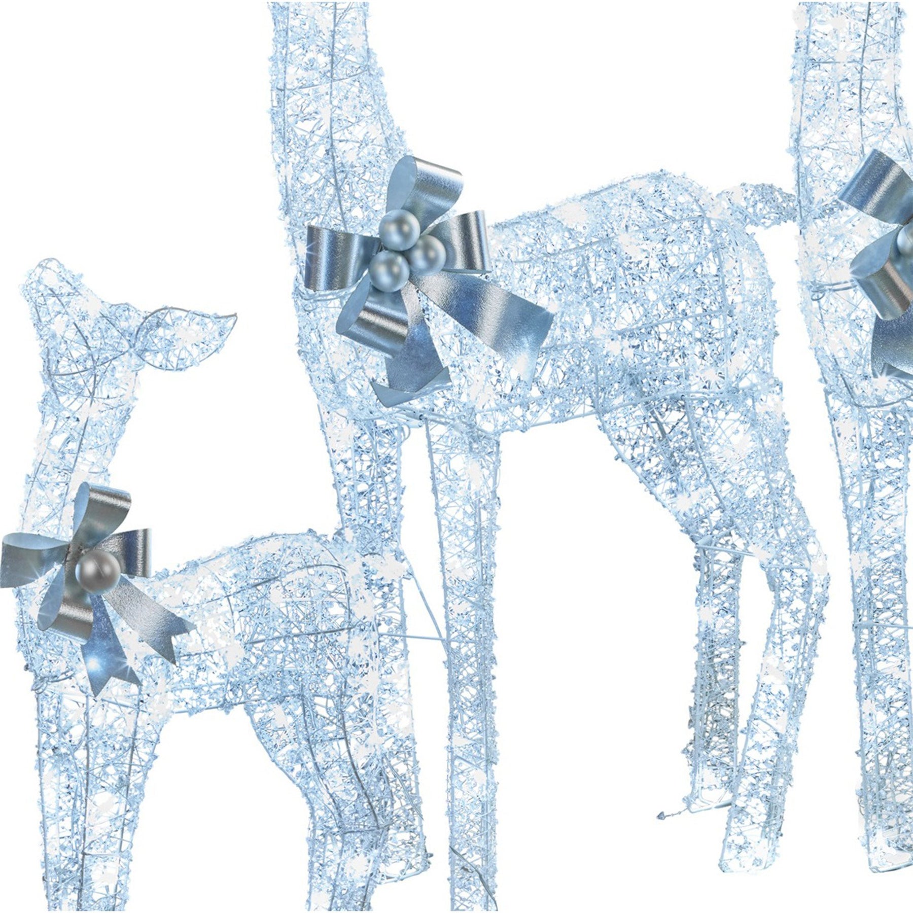 Christabelle Christmas Reindeer Display Set 3 Indoor & Outdoor Decorations Acrylic Beads Cool White LED Lights Silver - SuperSaverAU - view 6