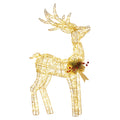 Christabelle Light Up Christmas Reindeer Display Indoor & Outdoor Decoration Warm White LED Lights Gold Bow Wire Frame - SuperSaverAU - view 1