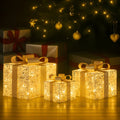 Christabelle Set of 3 Battery Operated Golden Christmas Gift Boxes w/Warm White LED Lights Indoor Decorative Holiday - SuperSaverAU - view 4