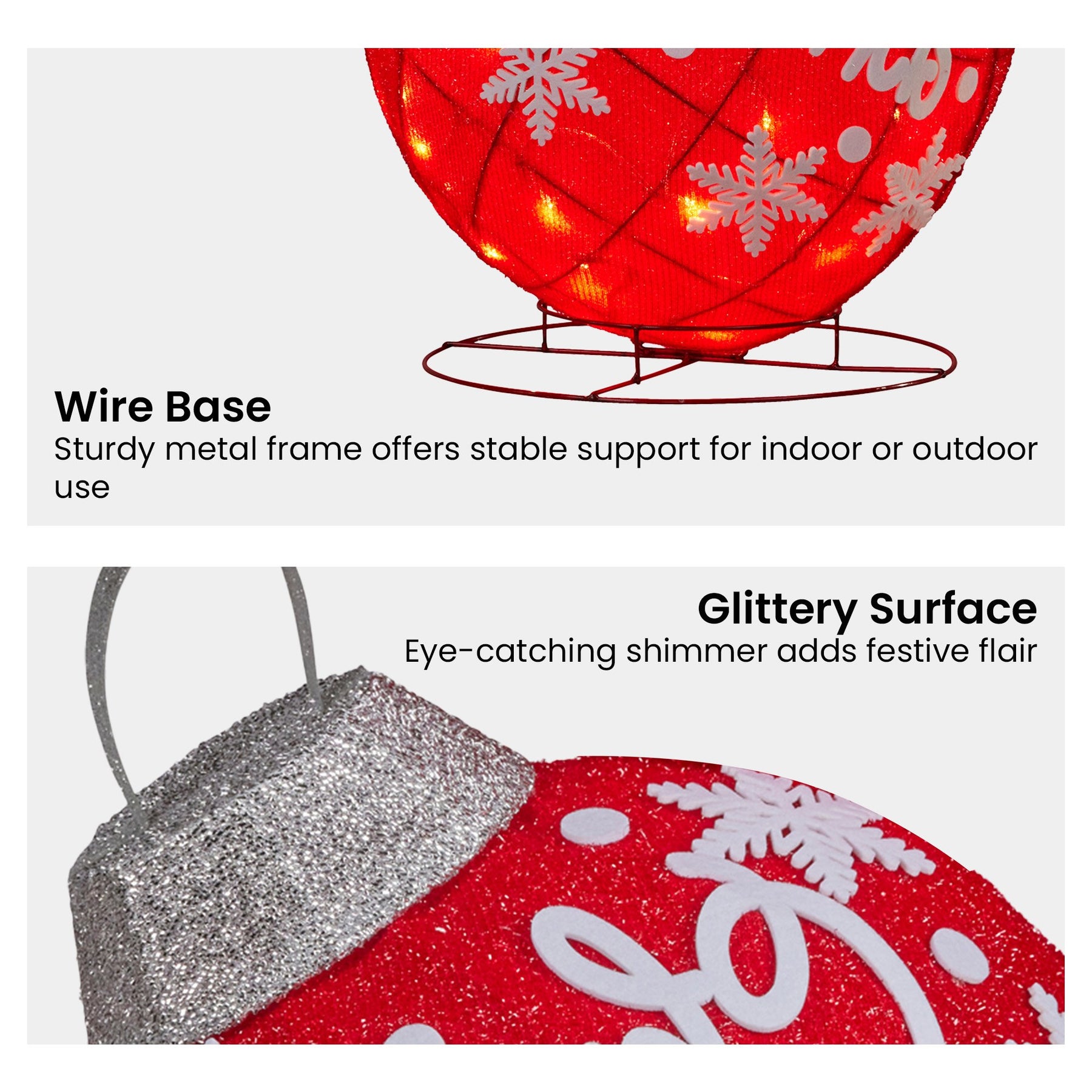 Christabelle Oversized Christmas Bauble Display Warm White Led Lights Glitter - SuperSaverAU - view 5