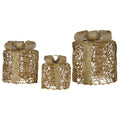Christabelle Set of 3 Christmas Gift Box Display Gold with LED Lights and Bows Decoration Ornament Present - SuperSaverAU - view 3