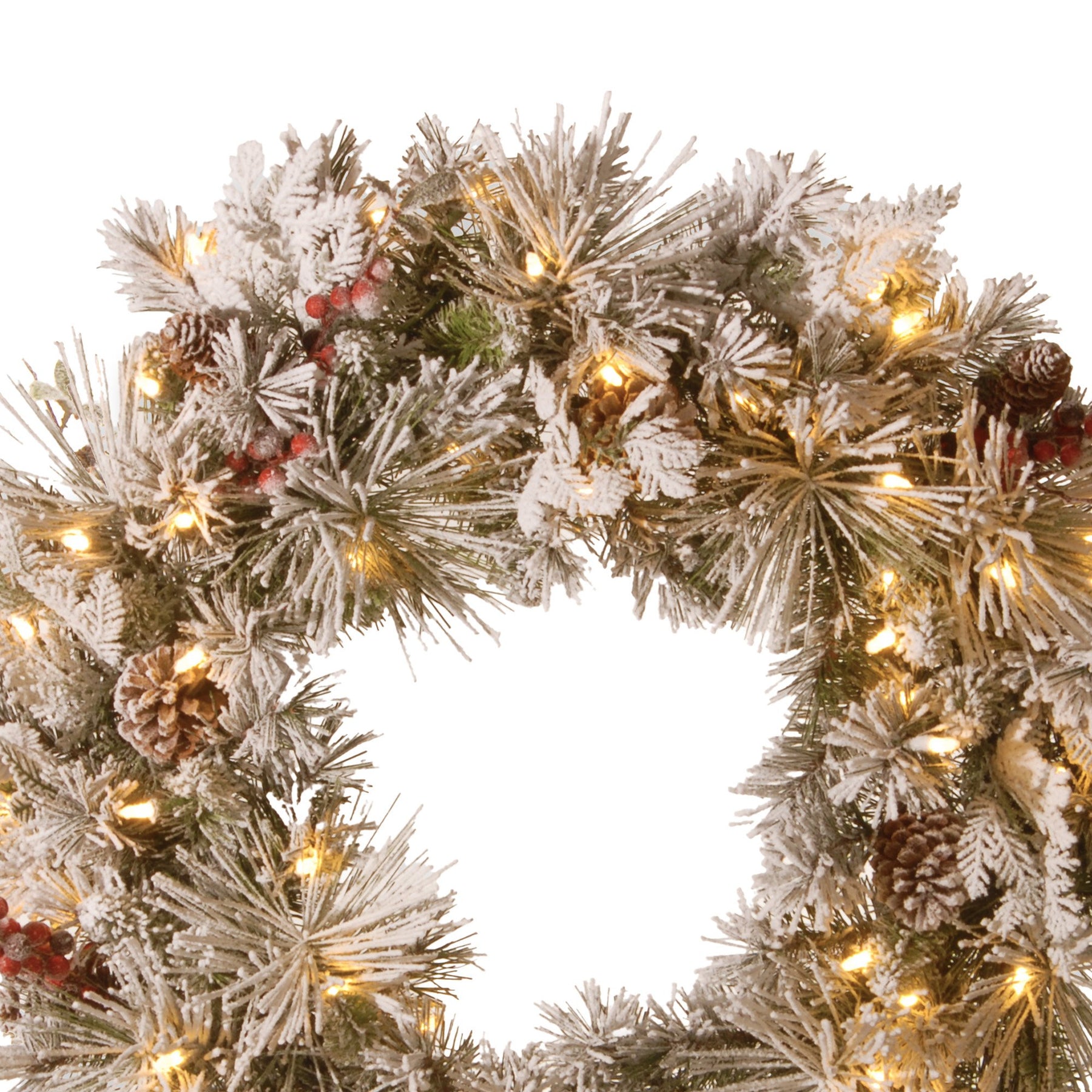 Christabelle 61cm Snowy Christmas Wreath with LED Lights, Battery-Operated - SuperSaverAU - view 3