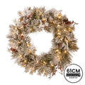 Christabelle 61cm Snowy Christmas Wreath with LED Lights, Battery-Operated - SuperSaverAU - view 4