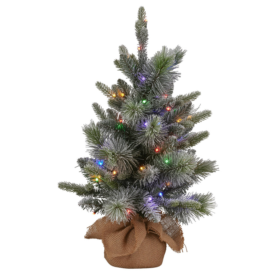 Christabelle 61cm Pre-Lit Snowy Stamford Spruce Battery-Operated Mini Christmas Tree Multi-Functional LED Timer - SuperSaverAU - view 1