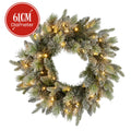 Christabelle 61cm Christmas Wreath Snowy Stamford Spruce with Coloured LED Lights Front Door Decoration Ornament - SuperSaverAU - view 1
