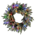 Christabelle 61cm Christmas Wreath Snowy Stamford Spruce with Coloured LED Lights Front Door Decoration Ornament - SuperSaverAU - view 2