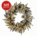 Christabelle 76cm Christmas Wreath Snowy Stamford Spruce with LED Lights Front Door Decoration Ornament - SuperSaverAU - view 2