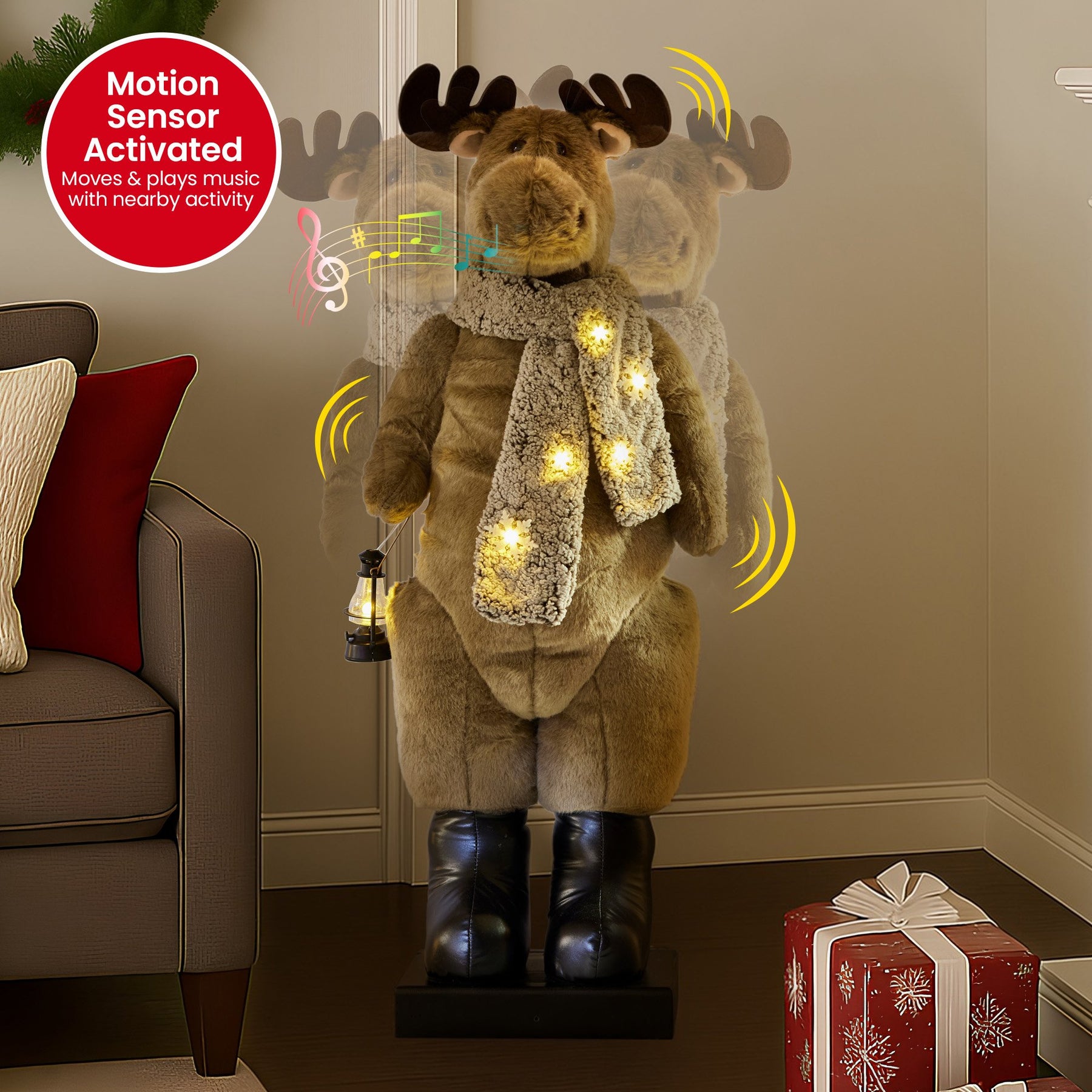 Christabelle 1.1m Musical LED Animated Christmas Moose Decoration - SuperSaverAU - view 4