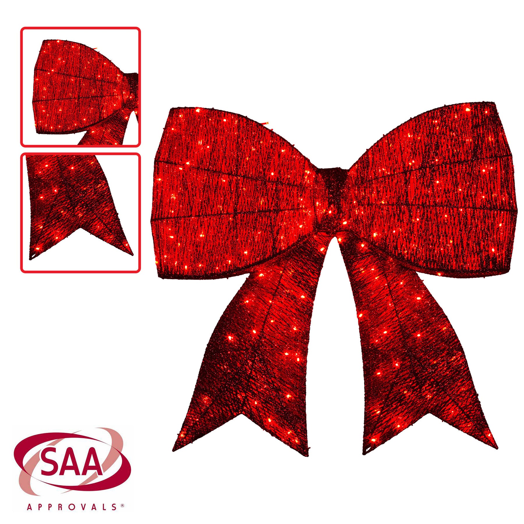 Christabelle Christmas Display Bow 91cm with LED and Twinkle Lights 5 Functions Christmas Festive Decorations Display Big Wired Bow - SuperSaverAU - view 3