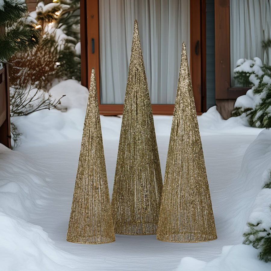 Christabelle 3pc Christmas Tree Indoor Outdoor Display Decoration LED Lights Front Yard Lawn Statue Ornament - SuperSaverAU - view 1