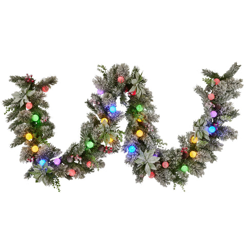 Swishmas 274cm Snowy Crown Pine Pre-Lit Multicolour Christmas Garland - SuperSaverAU - view 1