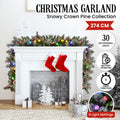 Swishmas 274cm Snowy Crown Pine Pre-Lit Multicolour Christmas Garland - SuperSaverAU - view 2