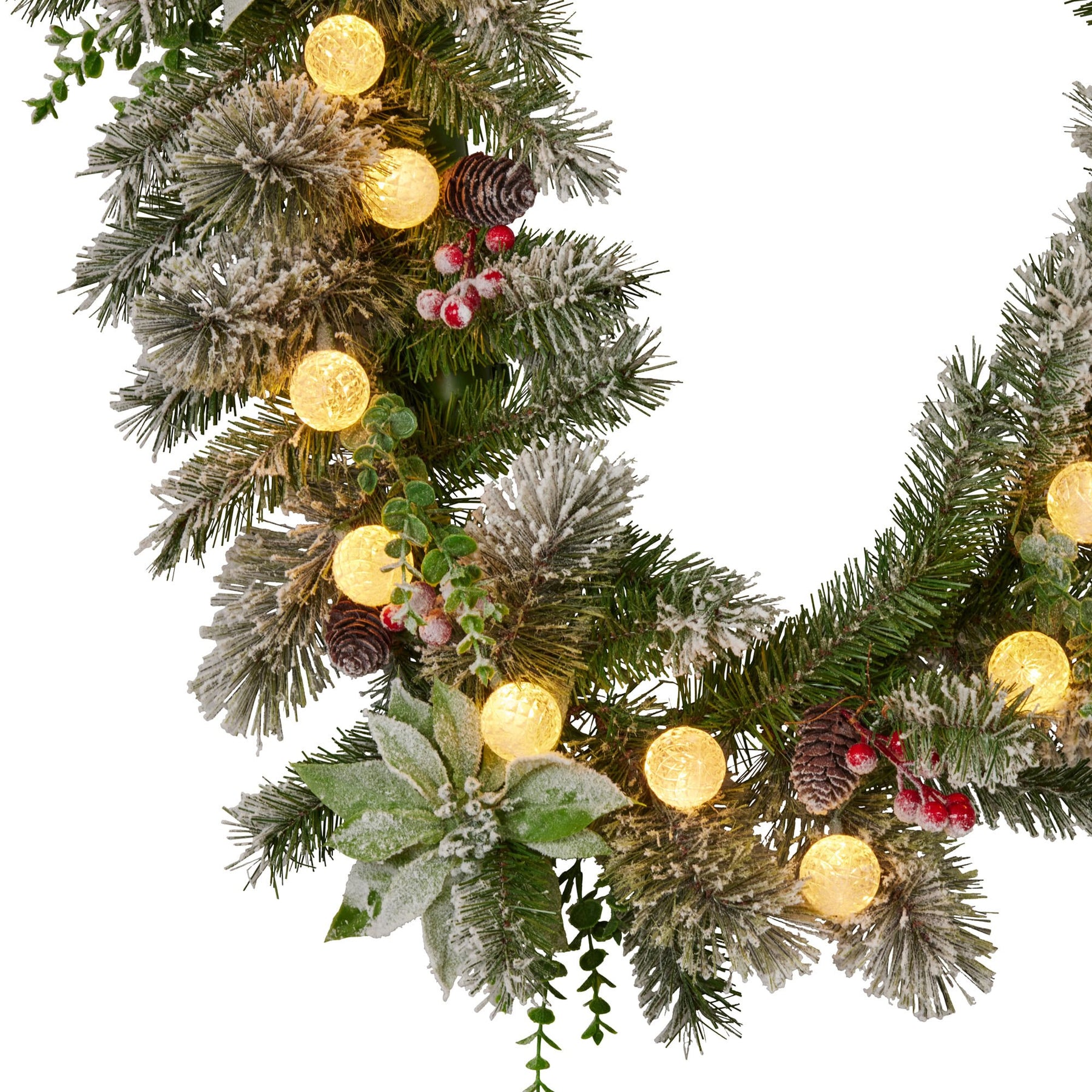 Swishmas 274cm Snowy Crown Pine Pre-Lit Multicolour Christmas Garland - SuperSaverAU - view 3