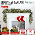 Christabelle 2.7m Christmas Garland with Gold Baubles and LED Lights Mantle Decoration Ornament - SuperSaverAU - view 1