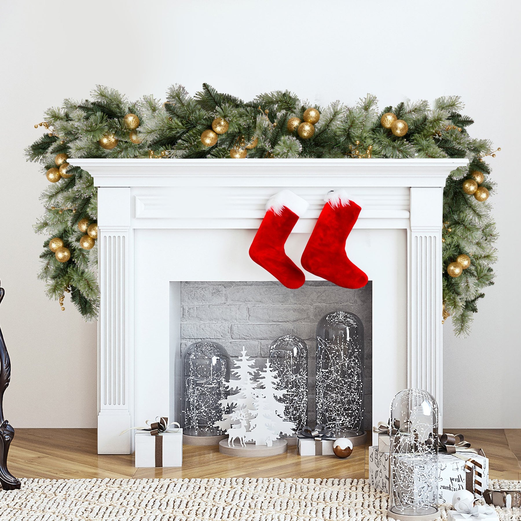Christabelle 2.7m Christmas Garland with Gold Baubles and LED Lights Mantle Decoration Ornament - SuperSaverAU - view 4