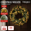 Christabelle 61cm Christmas Wreath Glittery Tipped with LED Lights and Golden Baubles Front Door Decoration Ornament - SuperSaverAU - view 2
