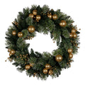 Christabelle 61cm Christmas Wreath Glittery Tipped with LED Lights and Golden Baubles Front Door Decoration Ornament - SuperSaverAU - view 4