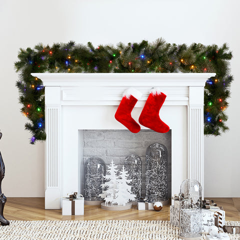 Christabelle 2.7m Christmas Garland with LED Lights Glittery Gold Pine Mantle Decoration Ornament - SuperSaverAU - view 2